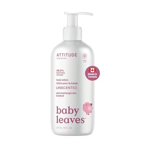 ATTITUDE Baby Lotion, Fragrance-Free Gentle Daily Hydration, Helps Keep Skin Soft & Smooth, EWG Verified, Dermatologically Tested, Vegan, Unscented, 473 mL