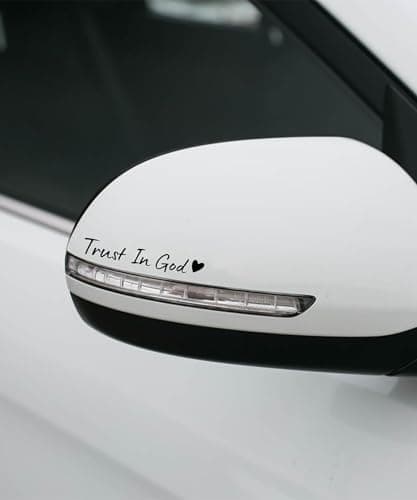 SCUARI 4PCS Car Stickers,Cars Decals,Car Accessories Trust in God Rearview Mirror Sticker,Auto Stickers and Decals,Auto Decals for Women,Trust in God Mirror Decoration,Fits Most Vehicles (Black) — view 5