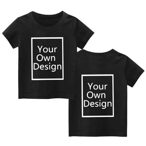 Custom T Shirts for Kids Boys Girls Personalized Youth T-Shirt Custom Image/Text Customized Front/Back Print Black — view 3