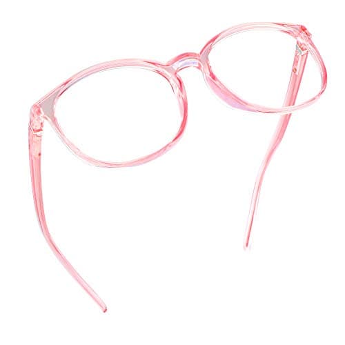 LifeArt Blue Light Blocking Glasses, Anti Eyestrain, Computer Reading Glasses with Spring Hinge, Gaming Glasses, TV Glasses for Women, Anti Glare (Clear Pink, 3.50 Magnification)
