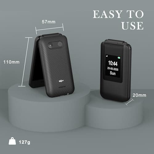 4G Flip Phone Unlocked for Senior,Basic Flip Phone for Seniors,2.8" +1.5 '' Dual Screen,SOS Button,Speed Dial,Large Fonts,Charging Dock,1400mAh Battery. (Black) — view 8