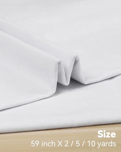 HOTGODEN Light Weight 100% Cotton Muslin Fabric: 59 inch x 2,5,10 Yards Bleached Muslin Linen Fabric Material for Sewing Material Apparel Cloth — view 2