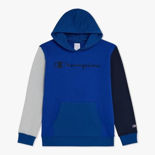 Champion Boys Fleece Hoodie Color Block Hooded Sweatshirt with Kangaroo Pockets and Ribbed Cuffs — view 3
