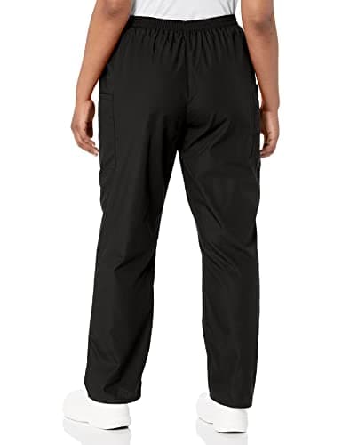 Cherokee Scrubs for Women Cargo Pant Natural Rise Tapered Pull-On Bottom with 4 Pockets , Fade Resistant Fabric - 4200P, M Petite, Black