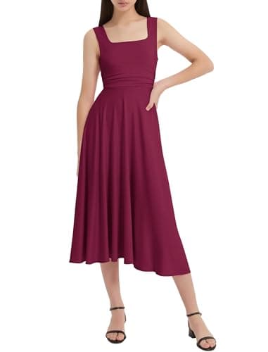 EXARUS Girls Dress Mini/Maxi Teen Padded Flowy Ruffle Ruched Swing Sleeveless Summer Dresses Graduation Dance 8-14Y, Maxi Wine Red, 12 Years