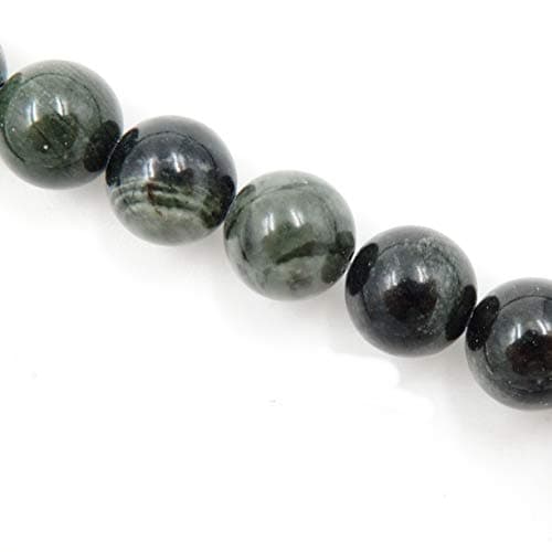 Malahill Gemstone Beads for Jewelry Making, Sold per Bag 5 Strands Inside, Green Sandalwood Fosill 8mm