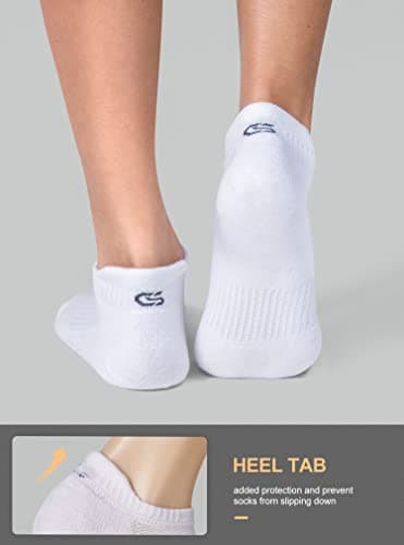 CS CELERSPORT Ankle Athletic Running Socks Low Cut Sport Tab Sock for Men and Women (6 Pairs), Medium, White — view 3