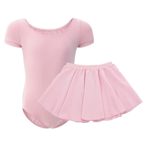 WEGETIT Leotard Girls Gymnastics Toddler Dance Ballet Pink Leotard Dresses with Skirt (Pink,4-6Years) — view 8