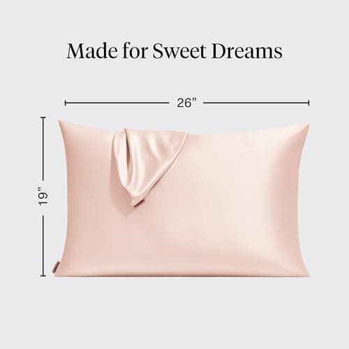 Kitsch Satin Pillowcase with Zipper for Hair & Skin, Softer Than Silk Pillow Cases Queen, Smooth Pillow Covers, Machine Washable, Wrinkle-Free, Cooling Satin Pillow Cases Standard Size 19"x26", Blush — view 3