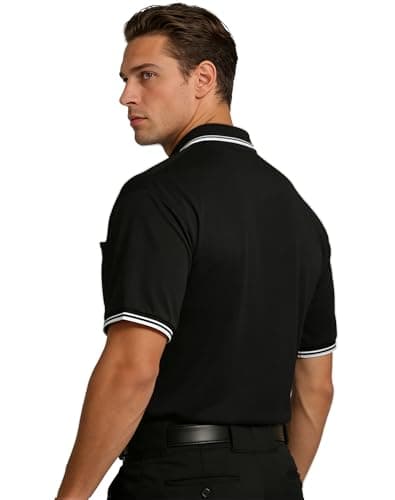 VKT Umpire Shirt Polo Short Sleeve Baseball Softball Ref Uniform Referee Gear Sized for Chest Protector Black S — view 4