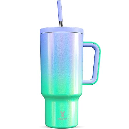 Meoky 40 oz Tumbler with Handle for Travel: Insulated Tumbler with Straw and Lid - 100% Leakproof Stainless Steel Water Bottle with Straw for Car Road Trips - Commuters Drivers Workers, Fairyland