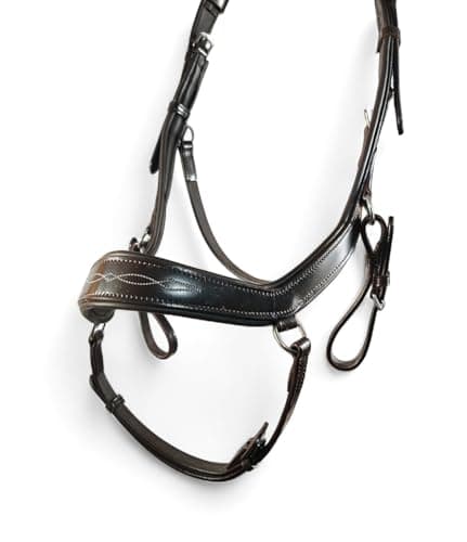 Bello-Equine Pressure Relief Comfort Ergonomic Horse Bridle Havana Brown | Ergonomic | Comfortable | Durable (Bridle + Leather Reins, Full/Horse) (Fancy Stitch - Full/Horse)