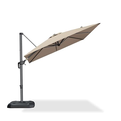 PURPLE LEAF 10' x 10' Patio Umbrella Outdoor Cantilever Umbrella Square Aluminum Offset Umbrella, Taupe
