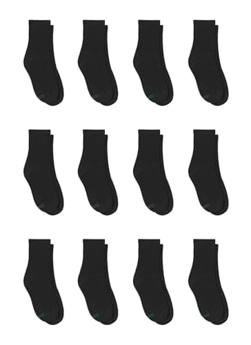 Hanes Boys' Crew Socks Pack, Socks for Boys Age 5-12, Stretch Cotton Socks, Comfortable Cushioned Crew Socks, 12-Pack — view 2