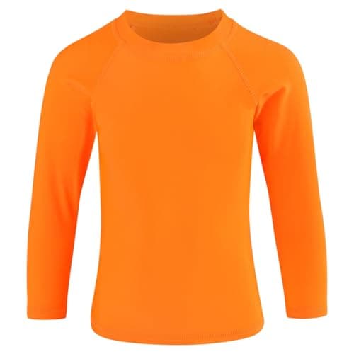 Winzik Boys Rash Guard Long Sleeve Swim Shirt Kids Boys’ Girls’ UPF 50+ Sun Protection Quick Drying Orange Shirts 3-14Y(4-5T, Long Sleeve Orange)