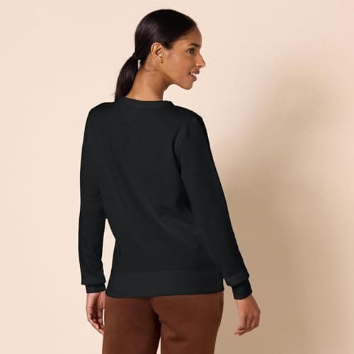 Amazon Essentials Women's Fleece Crewneck Pullover Sweatshirt (Available in Plus Size), Black Large