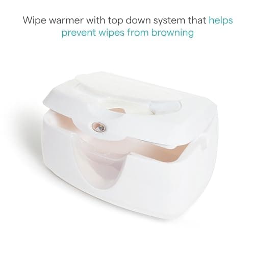Munchkin Warm Glow Baby Wipe Warmer with Nightlight, Baby Wipes Warmer Dispenser for Newborn Diaper Changes, Holds 100 Wipes, White