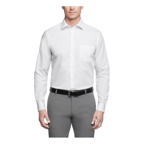Van Heusen mens Regular Fit Poplin Solid Dress Shirt, White, 18.5 Neck 34 -35 Sleeve XX-Large US — view 2