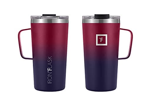 IRON °FLASK Grip Novelty Coffee Mug - Leak Proof, Vacuum Insulated Stainless Steel Bottle, Double Walled, Thermo Travel, Hot Cold, Water Metal Canteen - Dark Rainbow, 16 Oz - Classic Bottom — view 2