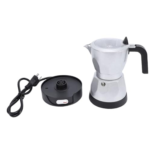 Jiawu Electric Coffee Maker 3 Cup Aluminum Octagonal Mocha Pot with Transparent Top, Easy Clean Heat Proof, Coffee Maker for Home Travel Office, 8.5x6.3in (Silver) — view 5