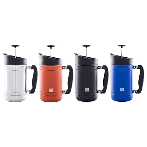 BruTrek® by Planetary Design BaseCamp Coffee Press - Double Wall Insulated Stainless Steel - Bru-Stop Technology, No Grounds in Coffee, No Spill Lid (Obsidian, 32 fl.oz) — view 3