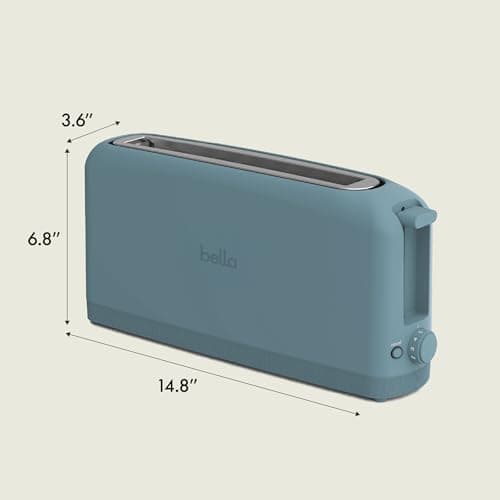 bella 2 Slice Slim Toaster, Fits-anywhere™ Kitchenware, 6 Setting Shade Control with Reheat & Cancel Buttons, Fits Sourdough, 10” Long Slot, Anti Jam & Auto Shutoff, 900 Watt, Surf — view 7