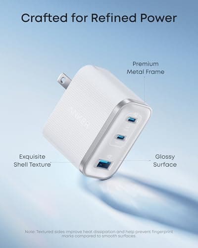 Anker Nano USB C Charger, Ultra-Fast 70W Output 3-Port Fast Charger USB C, Type C Charger Fast Charging, Compact and Stylish, for iPhone 17/16 Series, MacBook, iPad and More(Black, Cable Included) — view 4