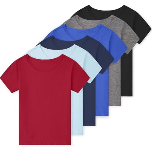 Mocolerno 6 Pack Boys Shirts Cotton Short Sleeve Shirts for Boys Kids T Shirts Clothes Youth Summer Tops for Toddler(2T-14Y)