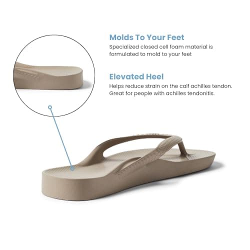 Archies Arch Support Flip Flops Men & Women Plantar Fasciitis Taupe M4/W5 — view 5