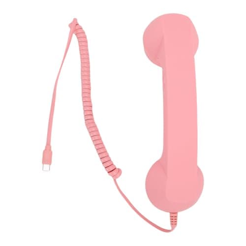 Serounder Vintage Telephone Wired Handset with Volume Control for Stable Calls, Nostalgic Handle for Office Desk Decor Material ABS (Pink) — view 5