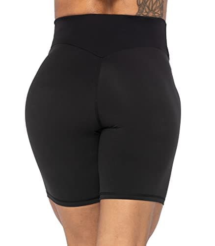 Sunzel High Waist Biker Shorts for Women No Front Seam Soft Yoga Workout Gym Bike Shorts Tummy Control Squat Proof Black — view 3