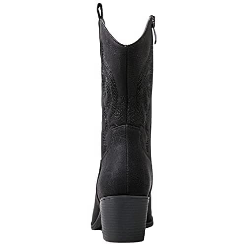 GLOBALWIN Women's Mid Calf The Western Cowgirl Boots Fashion Cowboy Boots For Women Chunky Low Heel, 19yy17black, 9 — view 4
