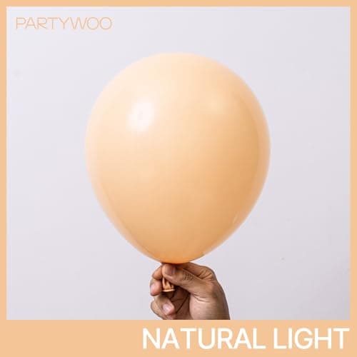 PartyWoo Nude Balloons 50 pcs 12 Inch Beige Apricot Boho Neutral Latex Balloons for Wedding Baby Shower Gender Reveal Graduation Birthday Party Decorations Apricot-F05 — view 2