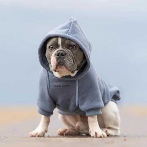 Spark Paws Dog Hoodie – Premium Dog Sweater for Small, Medium, and Large Dogs | Warm Outfits for French Bulldogs, Pitbull, Puppy, Winter Jacket Alternative - Slate Blue - 3XL — view 2