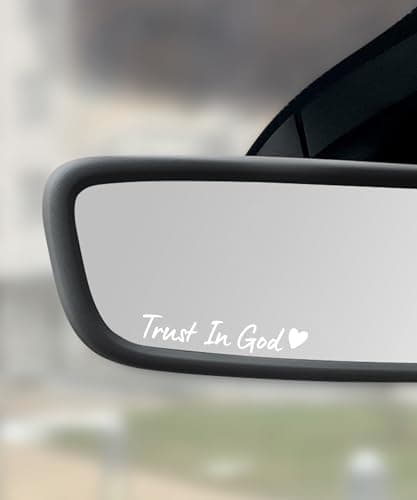 SCUARI 4PCS Car Stickers,Cars Decals,Car Accessories Trust in God Rearview Mirror Sticker,Trust in God Mirror Decals,Suitable for Most Cars, Trucks, Motorcycles, SUVs (White)