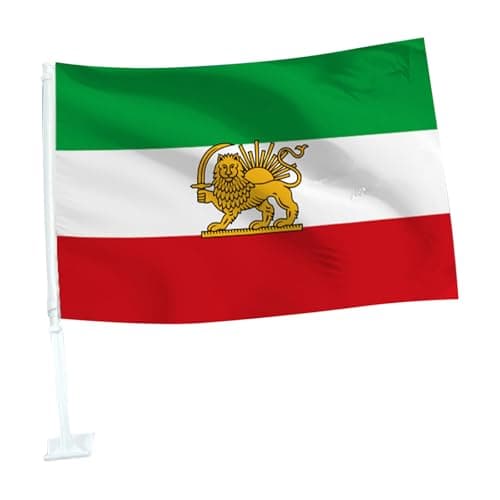 Small Iran Car Flags Banner Iranian Car Window Flags Small Former Lion Sun Banner Persia Historic Iranian Flag Car Flag for Sedan Truck RV Commuting Travel Adventure (a3-A+B,One Size) — view 2