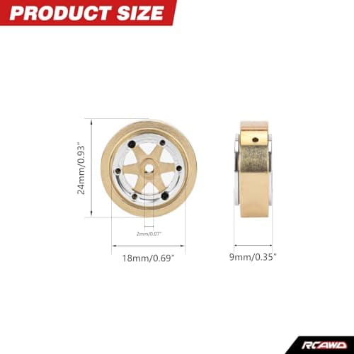 RCAWD SCX30 Brass Weights 70g RC Wheel Rims Beadlock Glue-Free for Axial 1/30 SCX30 Series Upgrades Parts A — view 2