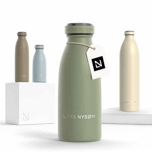 LARS NYSØM Stainless Steel Insulated Water Bottle 350ml, 500ml, 750ml, 1L, 1 5 Liter | Insulated Thermo Flask for Hot and Cold Beverages | Leakproof Drinking Bottle (Sage Green, 350ml)