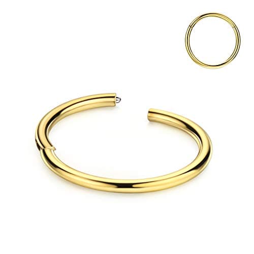 18k Gold Plated Septum Hoop Conch Rings for Women & Men 16 Gauge 12mm