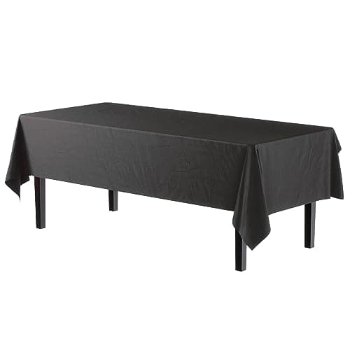 12-Pack Black Plastic Rectangle Tablecloths 54x108, Rectangular Table Cloths