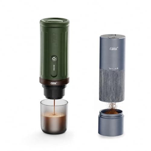 CERA+ Portable Espresso Maker & Grinder Bundle, Travel Coffee Kit