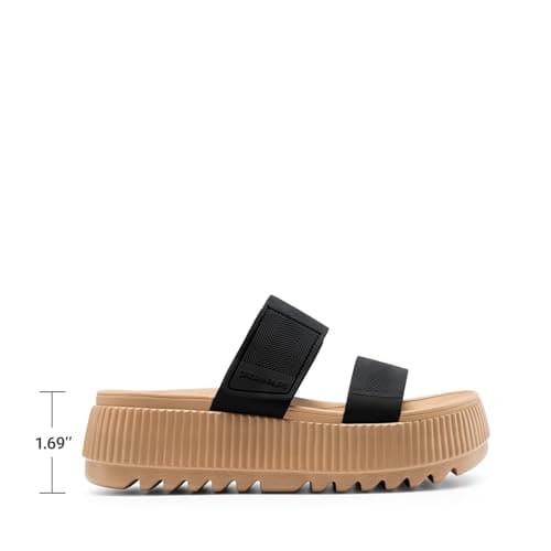 DREAM PAIRS Waterproof Slip On Platform Sandals,Black,8 — view 4