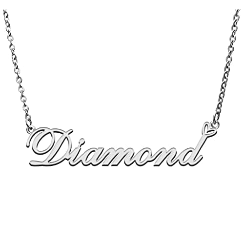 RONKAH Diamond Custom Personalized Name Necklace Pendant Necklace with Heart Customized Necklace Best Gift for Women Christmas Valentine's Day Mother's Day Birthday AG