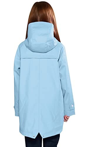 SOLOCOTE Kids Rain Jacket Hooded Lined Rubber RainCoats for Girls Boys Waterproof Windproof, 180806 Light Blue 9-10Y