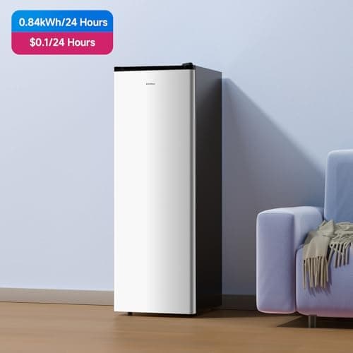 BANGSON Upright Freezer, 7.0 Cu.ft Stand Up Freezer, Convertible Upright Freezer/Refrigerator, Single Door for Kitchen,Garage, Office, Apartment, Silver — view 7