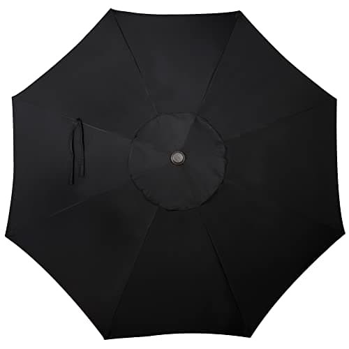 Blissun 9' Outdoor Patio Umbrella, Outdoor Table Umbrella, Yard Umbrella, Market Umbrella with 8 Sturdy Ribs, Push Button Tilt and Crank (Black) — view 3