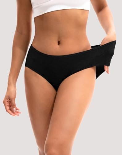 INNERSY Women's Mid Rise Tagless Plain Color Full Coverage Cotton Hipster Panties 6-Pack (M, Dark Vintage)