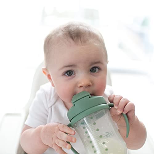 Dr. Brown's Milestones Baby's First Straw Cup, Training Cup with Weighted Straw, 9 oz/270 mL, BPA-free, 6m+, Coral/Olive Green, 2-Pack — view 8