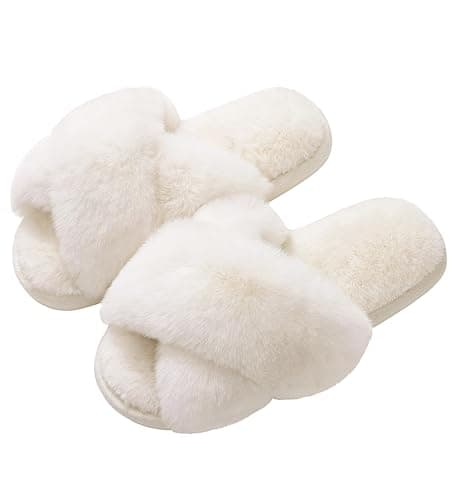 Evshine Memory Foam Fuzzy House Slippers for Women