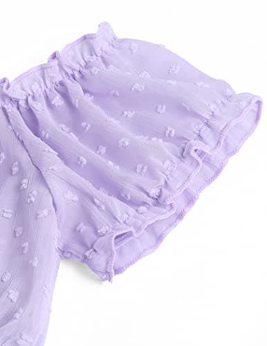 Avidlove Bra and Panty Set Cute & Sexy Chiffon Ruffle Lingerie Set Mesh Babydoll Chemise Lavender Large — view 4